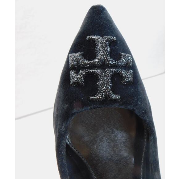 Tory Burch Women's Black Eleanor Velvet Slingback Pumps - Size 7.5 Shoes - Picture 4 of 14